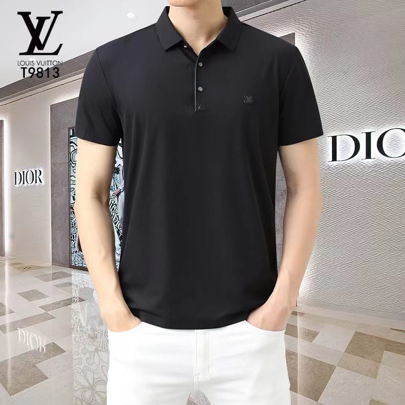 LOUIS VUITTON || Solid Polo Collar T-Shirt