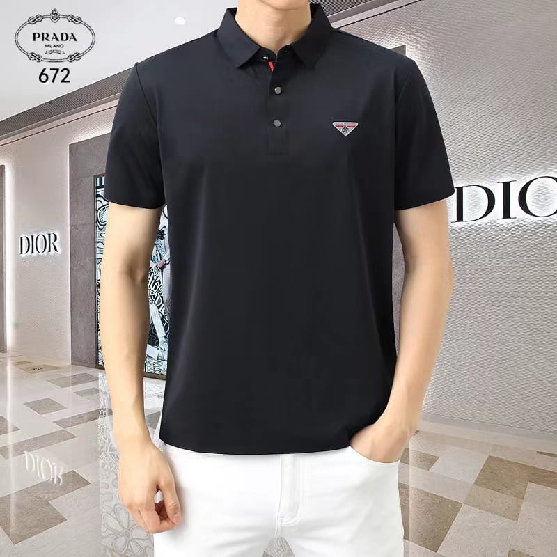 PRADA || Men's Short Sleeve T-Shirt Polo Collar