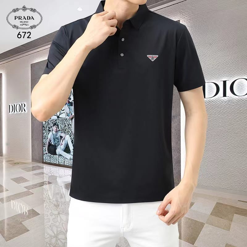 PRADA || Men's Short Sleeve T-Shirt Polo Collar