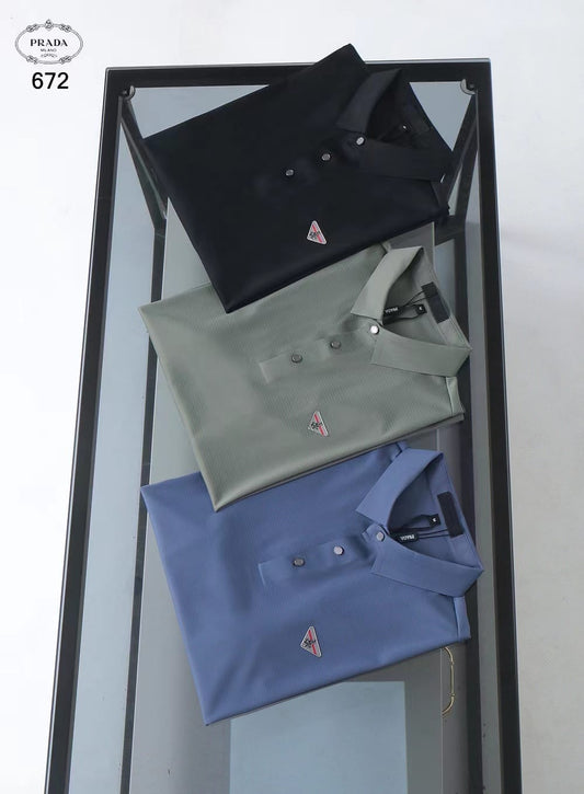 PRADA || Men's Short Sleeve T-Shirt Polo Collar