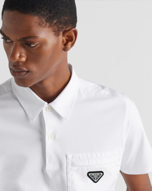 PRADA ||  Men's Stretch Cotton Polo Shirt With Nylon Details