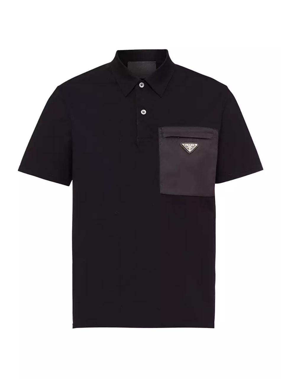 PRADA ||  Men's Stretch Cotton Polo Shirt With Nylon Details