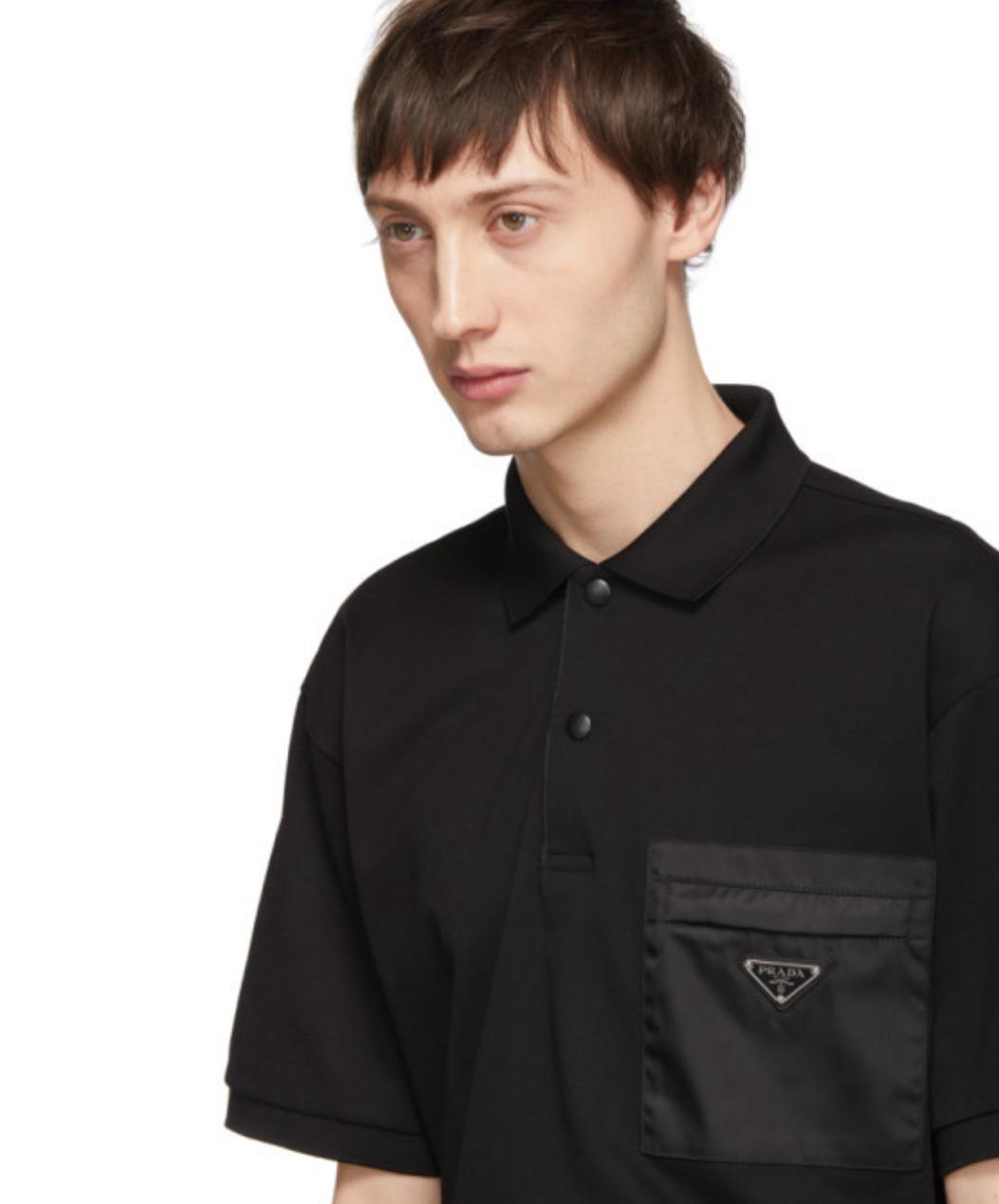 PRADA ||  Men's Stretch Cotton Polo Shirt With Nylon Details