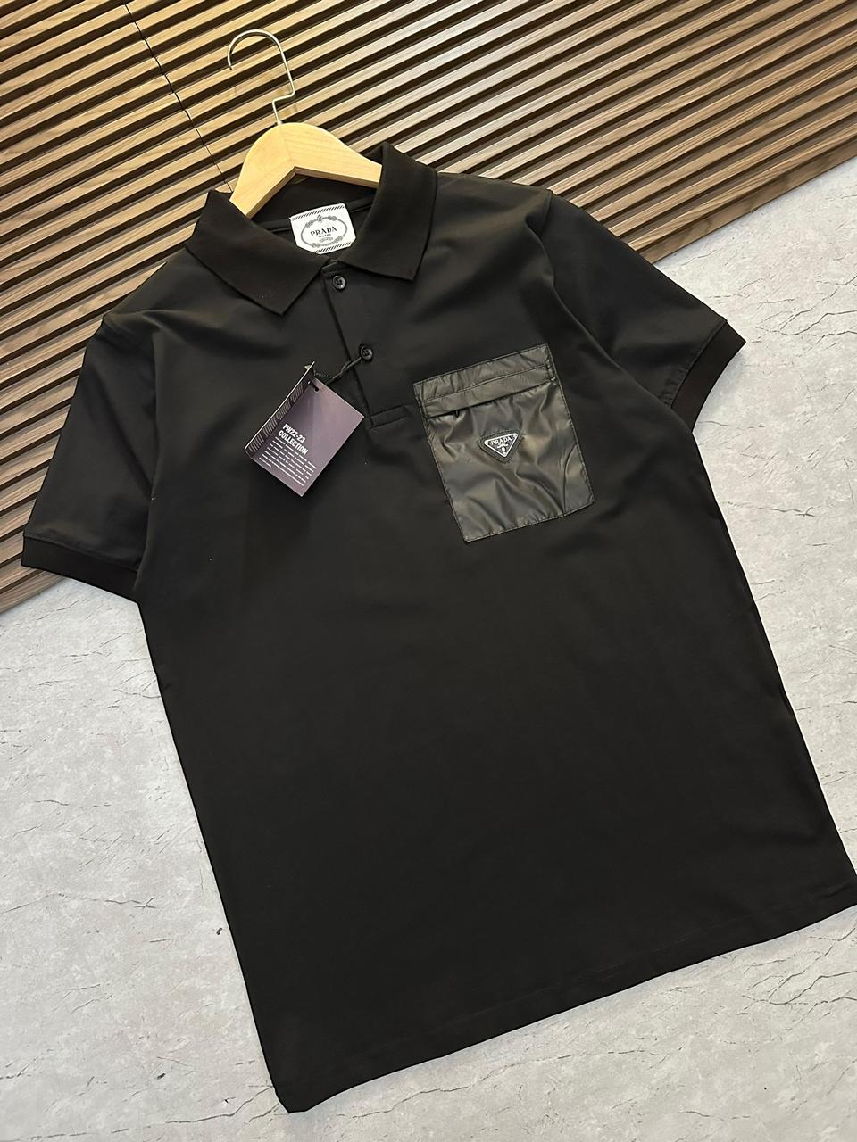 PRADA ||  Men's Stretch Cotton Polo Shirt With Nylon Details