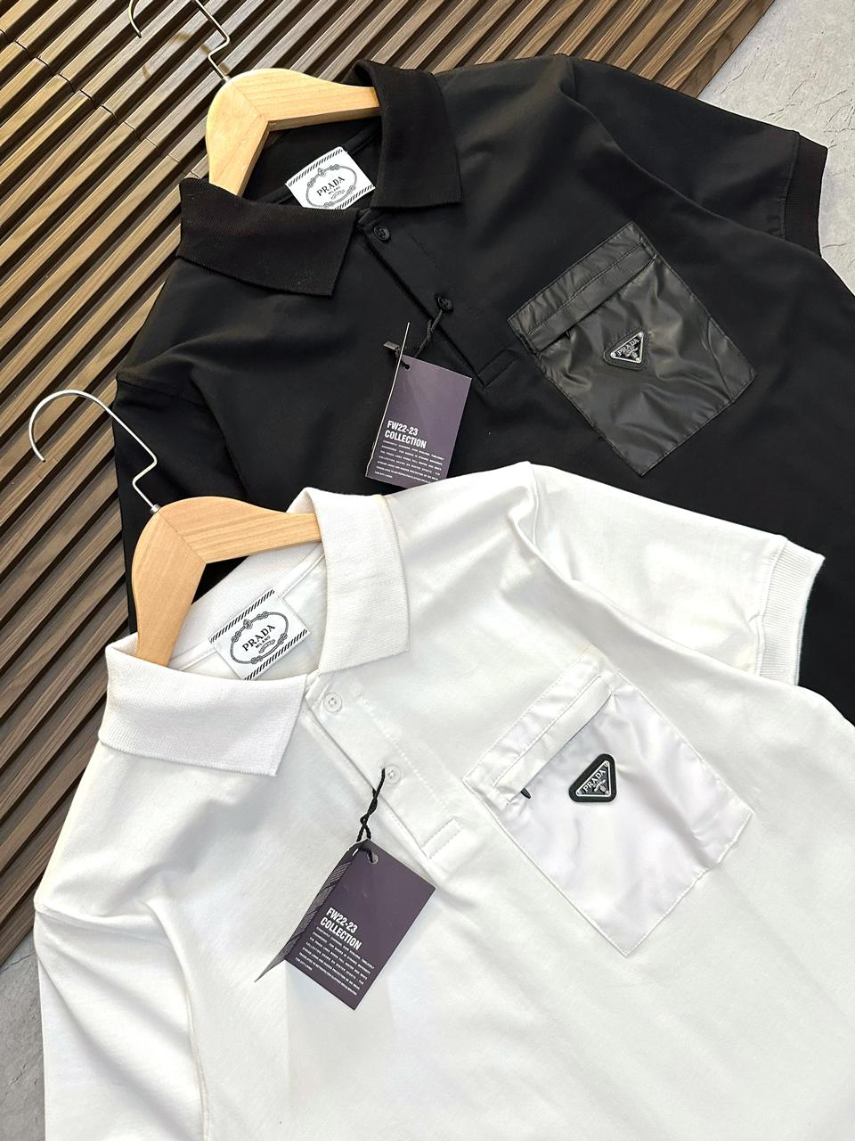 PRADA ||  Men's Stretch Cotton Polo Shirt With Nylon Details