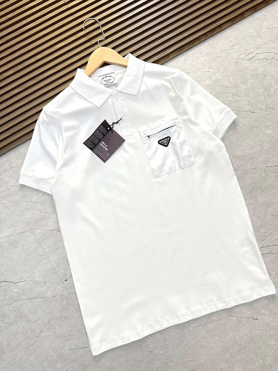 PRADA ||  Men's Stretch Cotton Polo Shirt With Nylon Details