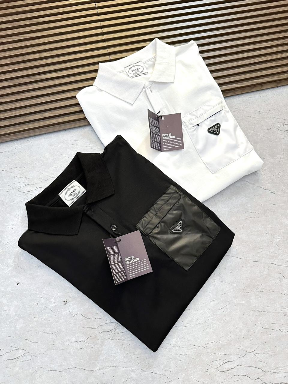 PRADA ||  Men's Stretch Cotton Polo Shirt With Nylon Details