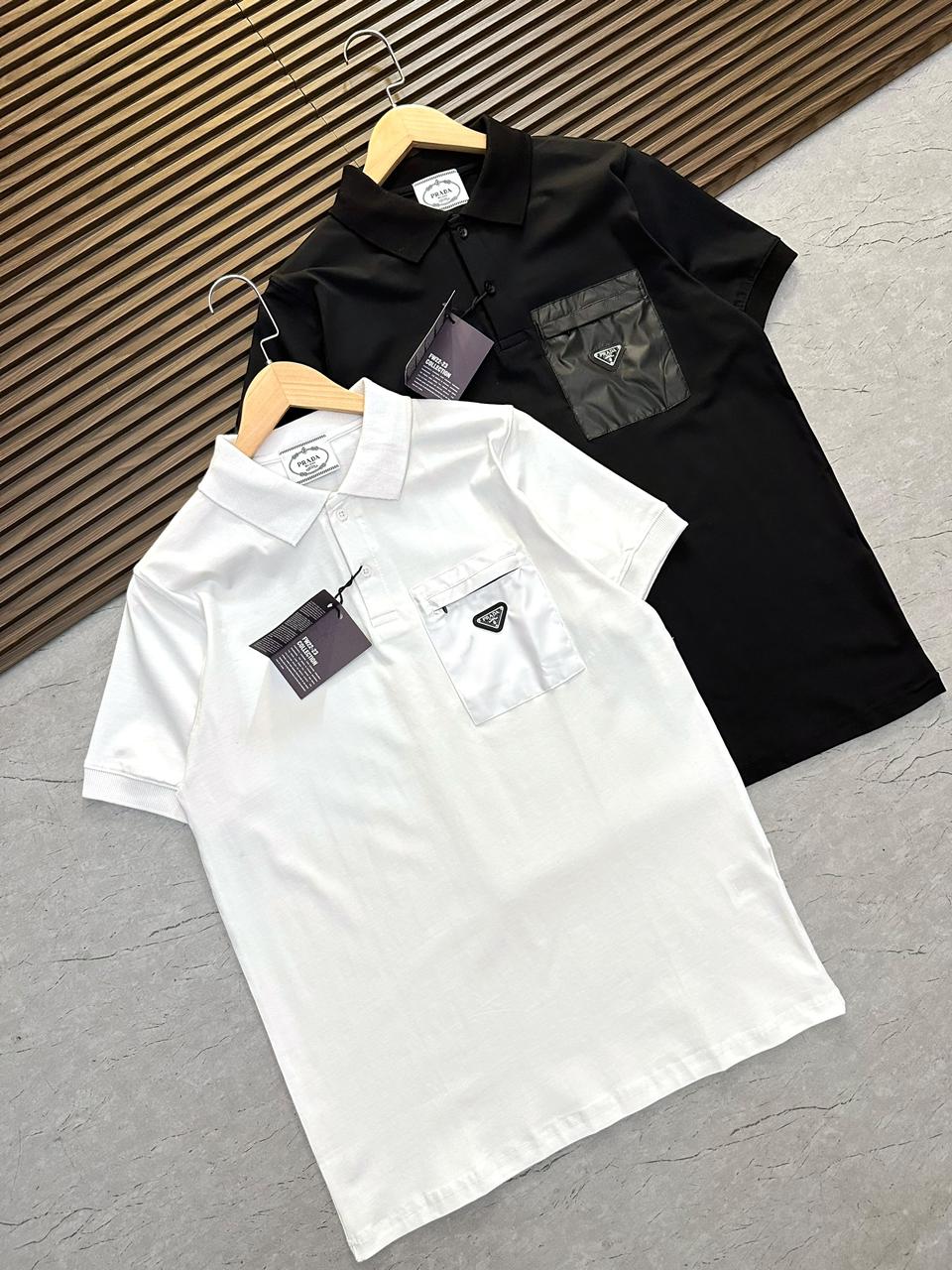 PRADA ||  Men's Stretch Cotton Polo Shirt With Nylon Details