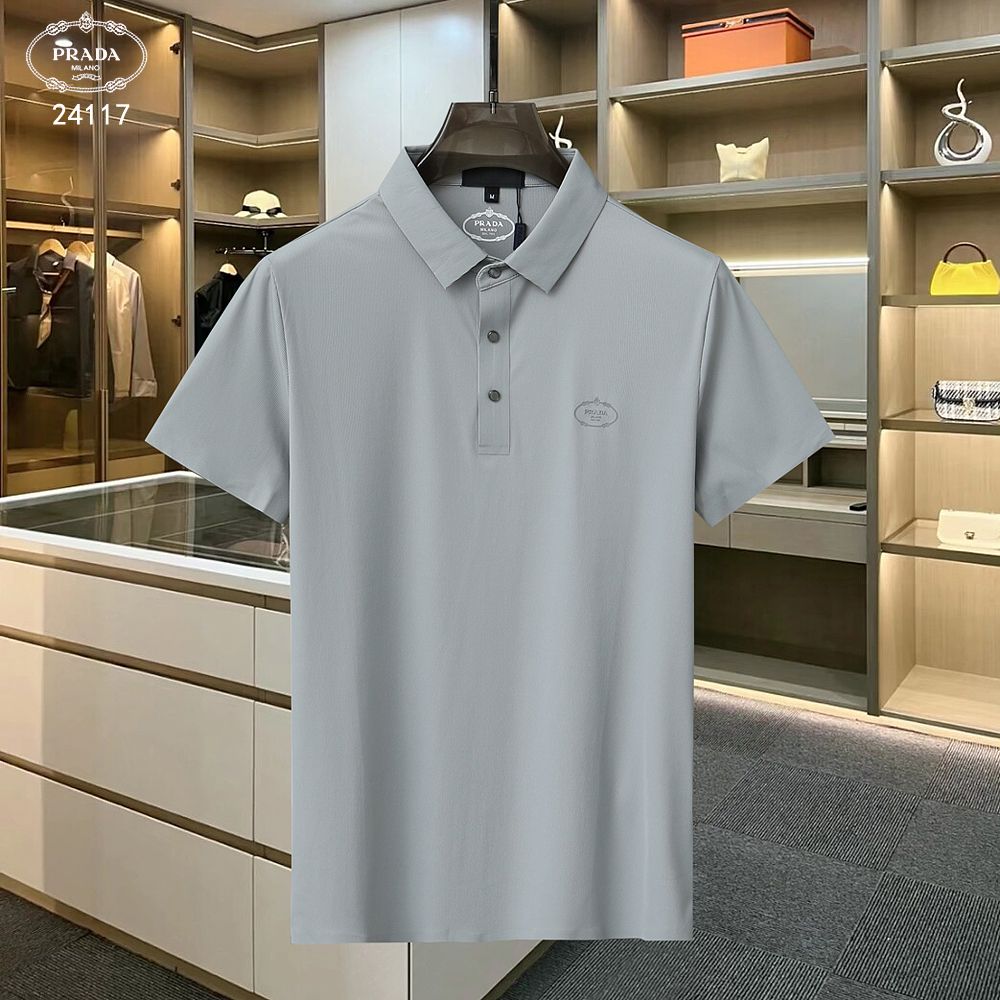 PRADA || Mercerized Piqué Polo Shirt With Chevron Trim