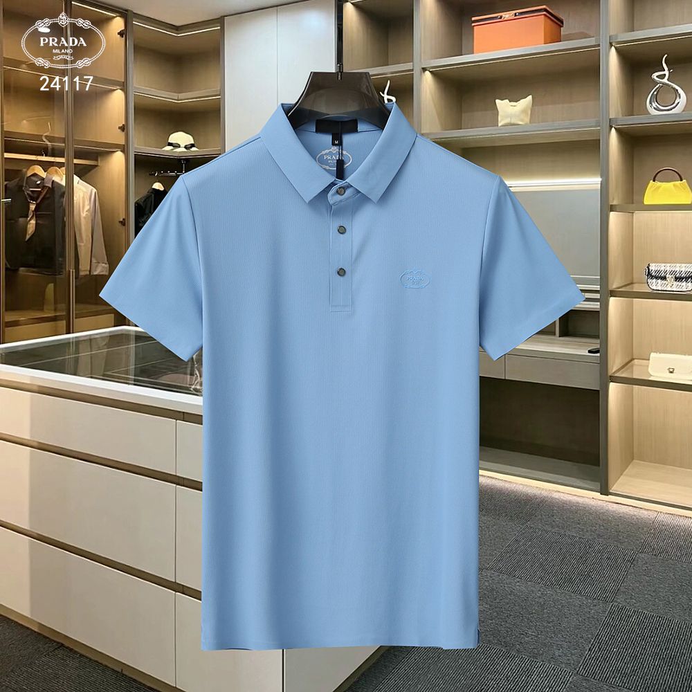 PRADA || Mercerized Piqué Polo Shirt With Chevron Trim