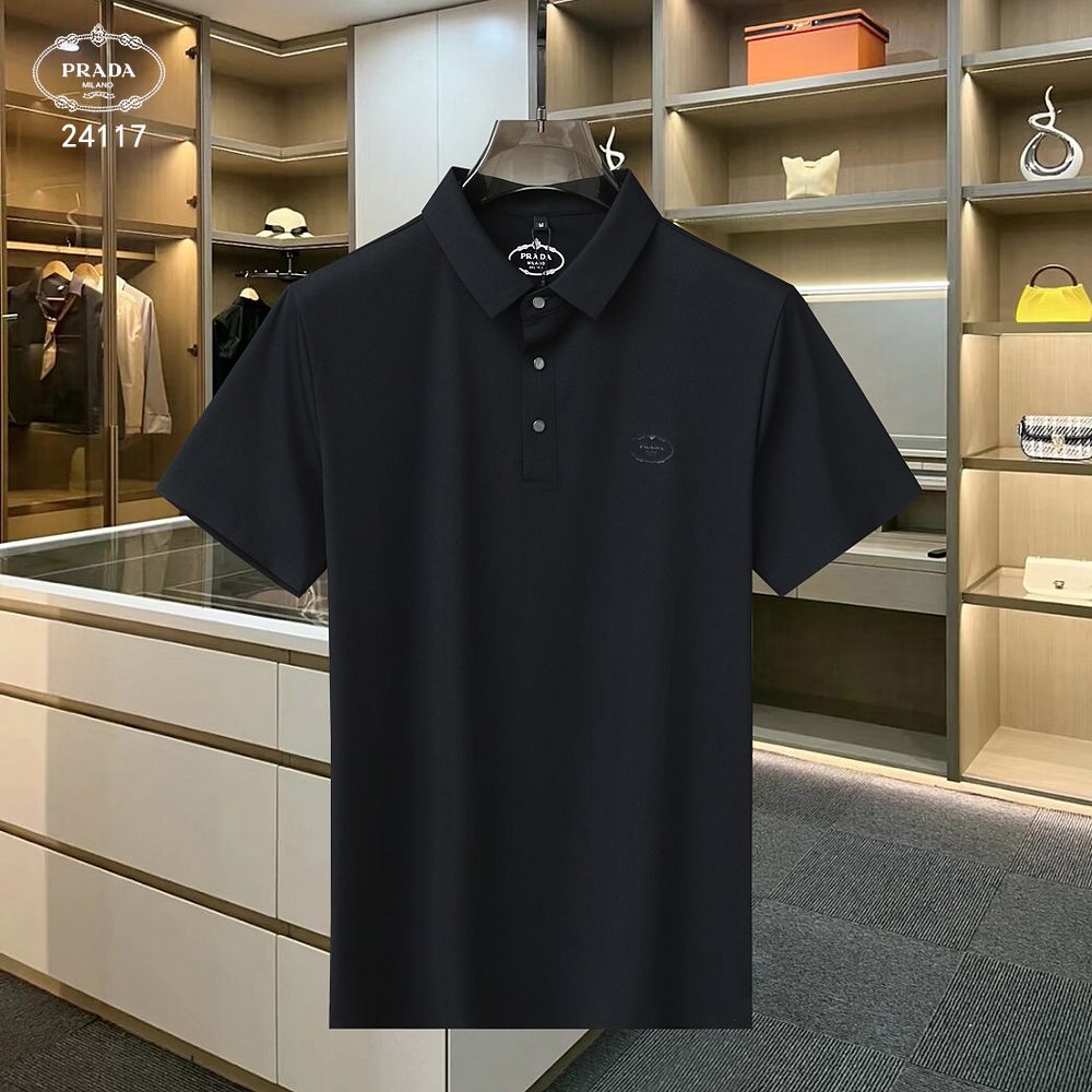 PRADA || Mercerized Piqué Polo Shirt With Chevron Trim