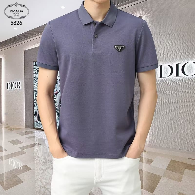 PRADA || Premium Chest Logo Polo T-Shirt For Men