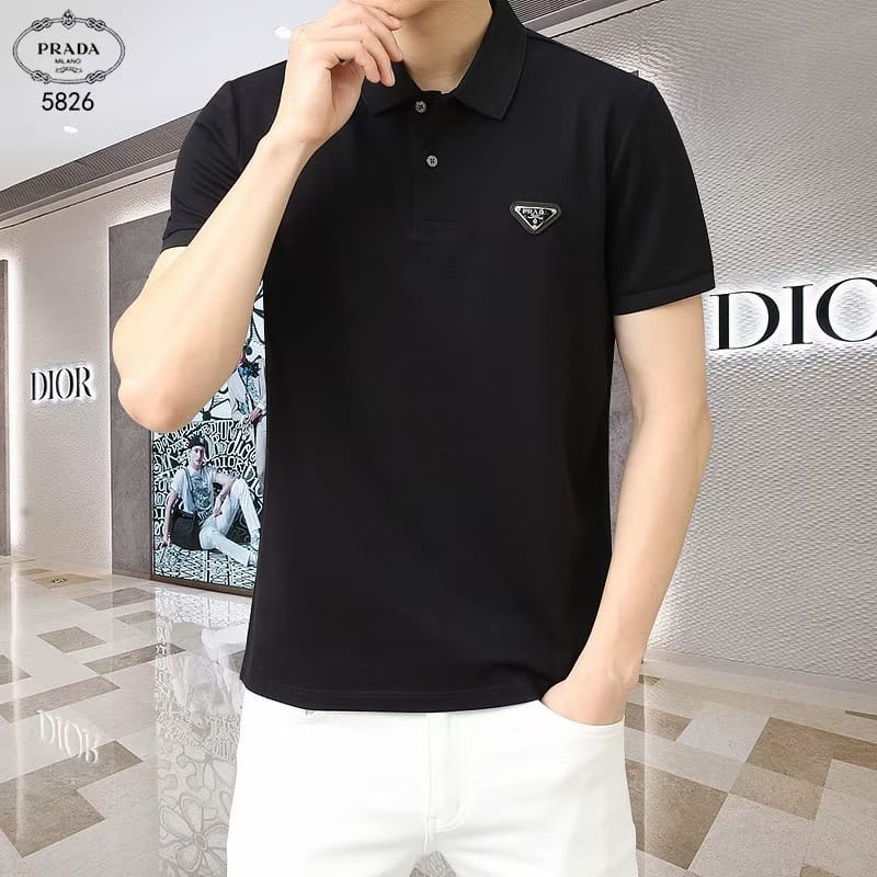 PRADA || Premium Chest Logo Polo T-Shirt For Men