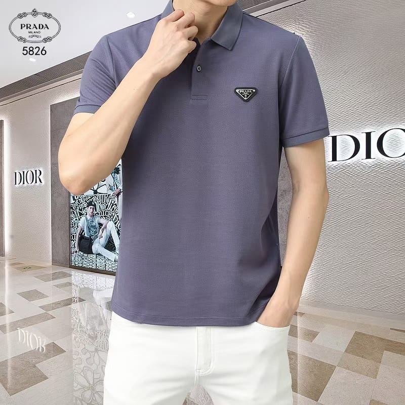 PRADA || Premium Chest Logo Polo T-Shirt For Men