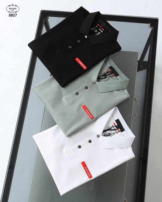 PRADA || Stretch Cotton Polo T-Shirt With Embroidered Logo