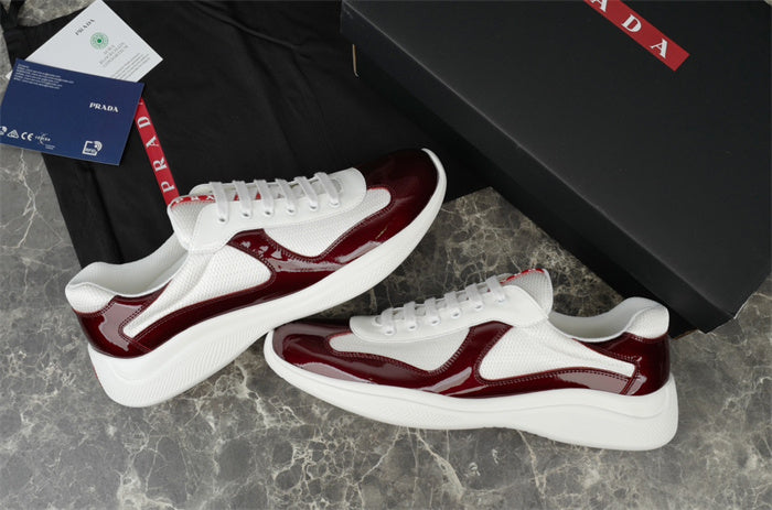 PRADA AMERICA'S CUP SNEAKERS IN BURGUNDY AND WHITE