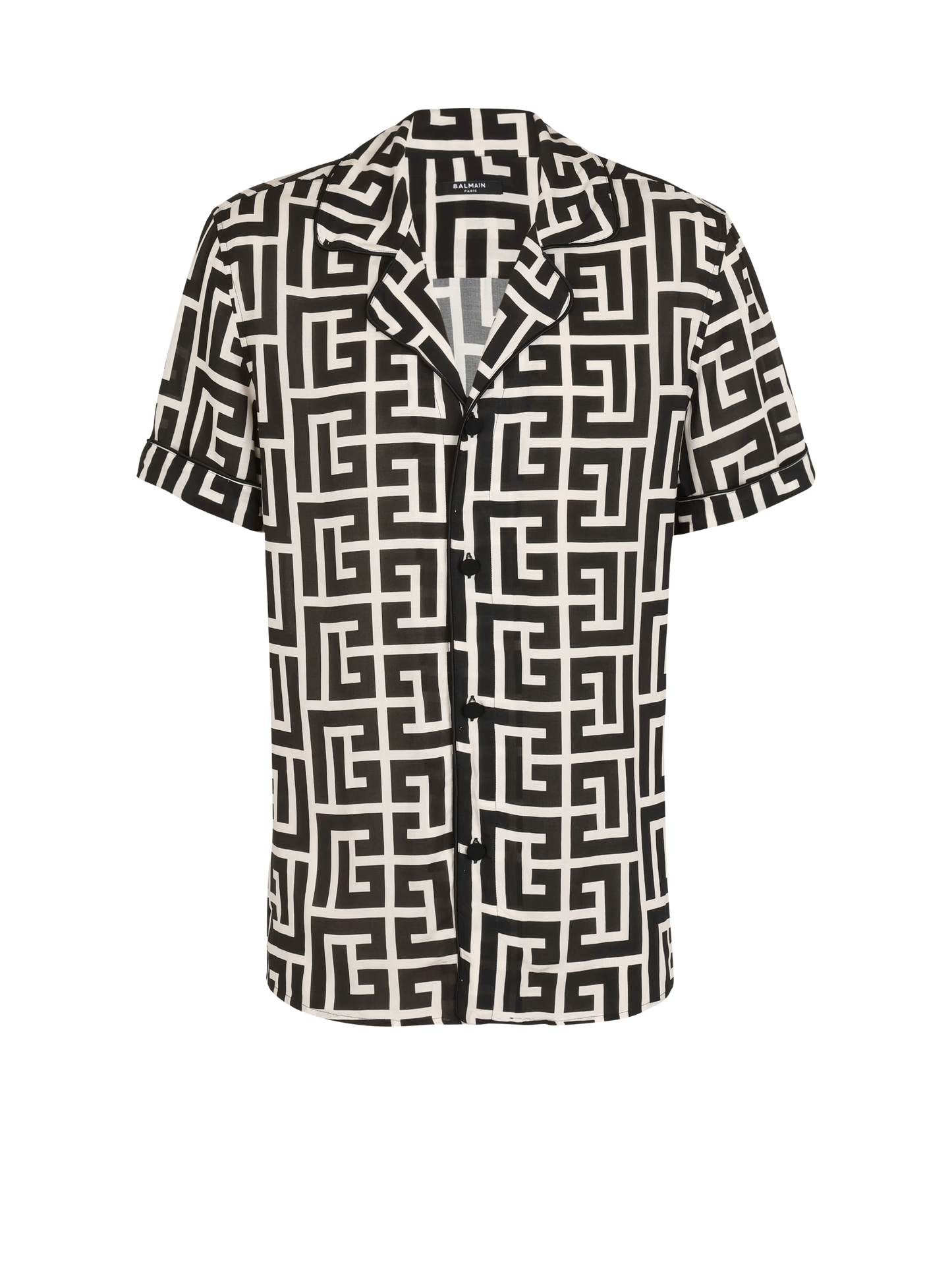 BALMAIN || Black Pyramid Monogram Printed Shirt