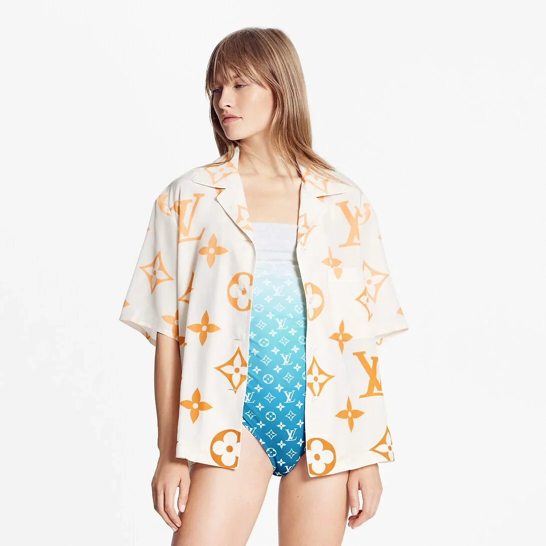 LOUIS VUITTON || Monogram Ombré Silk Pyjama Top