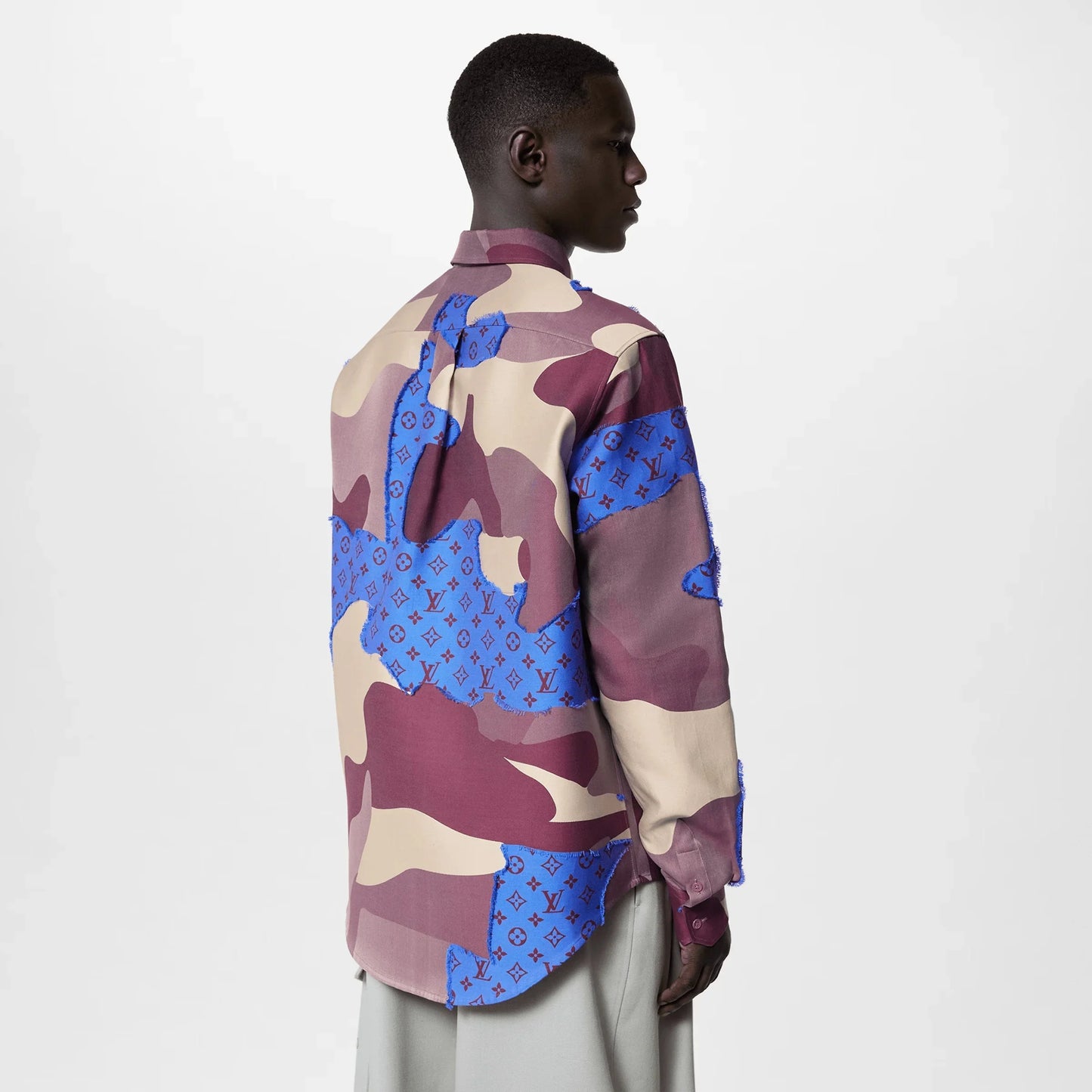 LOUIS VUITTON || Printed Cotton Fil Coupé Overshirt / PURPLE