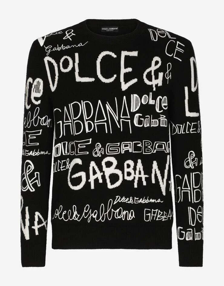 DOLCE & GABBANA  || All Over Intarsia Knit Wool Sweater