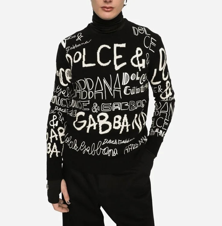 DOLCE & GABBANA  || All Over Intarsia Knit Wool Sweater